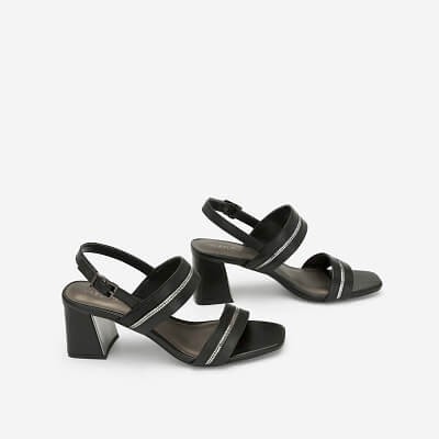 MỚI VỀ Vascara Giày Sandal Cao Gót Đính Pha Lê Kim Tuyến - Màu Đen