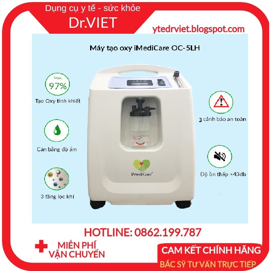 MÁY TẠO OXY IMEDICARE iOC-5LA/ 5LH cho người già, người khó thở, thể trạng yếu, bệnh suy tim, thiếu máu não, suy thận