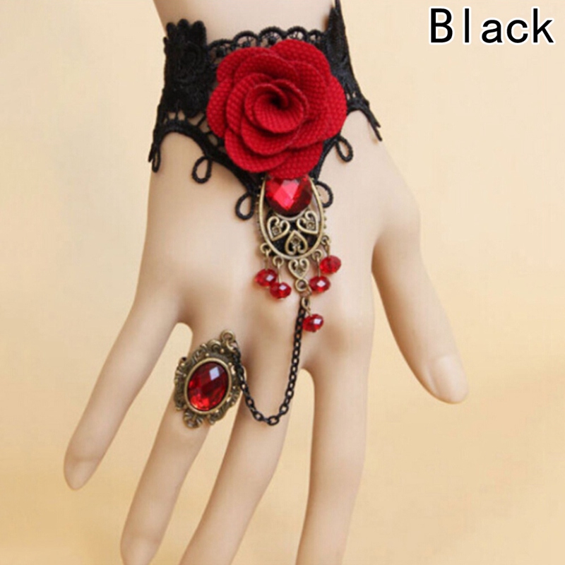 Vòng tay phối ren hoa phong cách gothic cho nữ