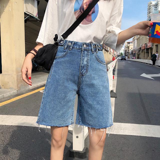 Quần short jeans lưng cao ống rộng thời trang cá tính | BigBuy360 - bigbuy360.vn
