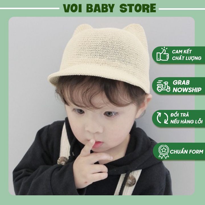 Mũ cói tai mèo Hàn Quốc cho bé trai và bé gái ⚡ HÀNG CÓ SẴN ⚡ Mũ đội đầu cho bé