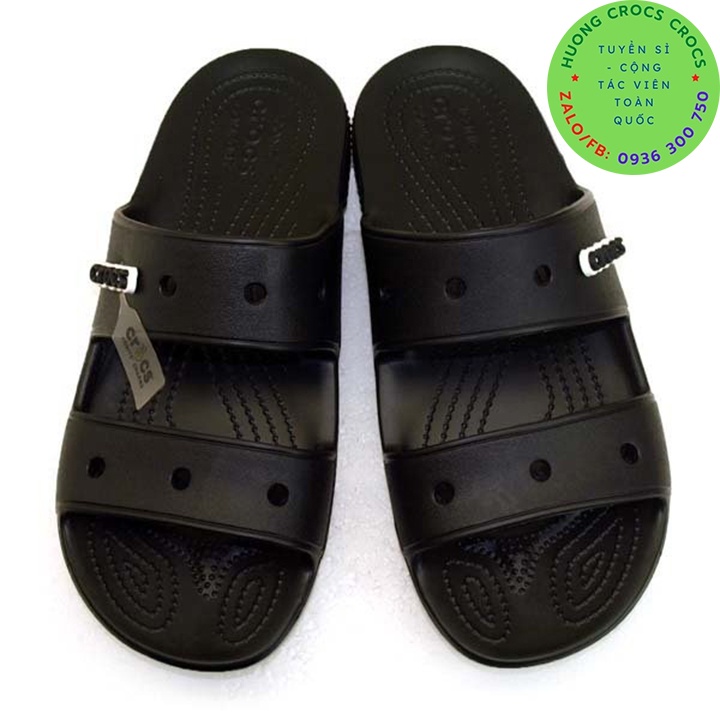 DÉP LÊ 2 QUAI NGANG CROCS BAND CLASSIC MÀU ĐEN CHO CẢ NAM VÀ NỮ HÀNG CHUẨN XỊN FULL BOX