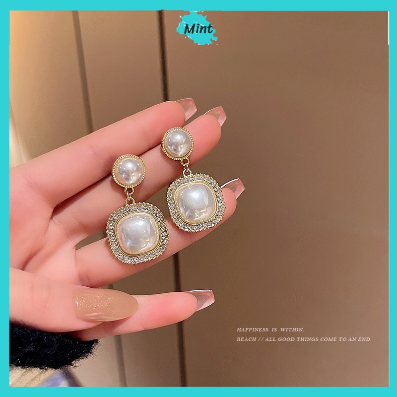 Bông Tai Chuôi Bạc S925 ❤️KHÔNG GÂY DỊ ỨNG❤️ Khuyên Tai Nữ Ngọc Trai Nhân Tạo Cỡ Lớn Thanh Lịch Sang Trọng