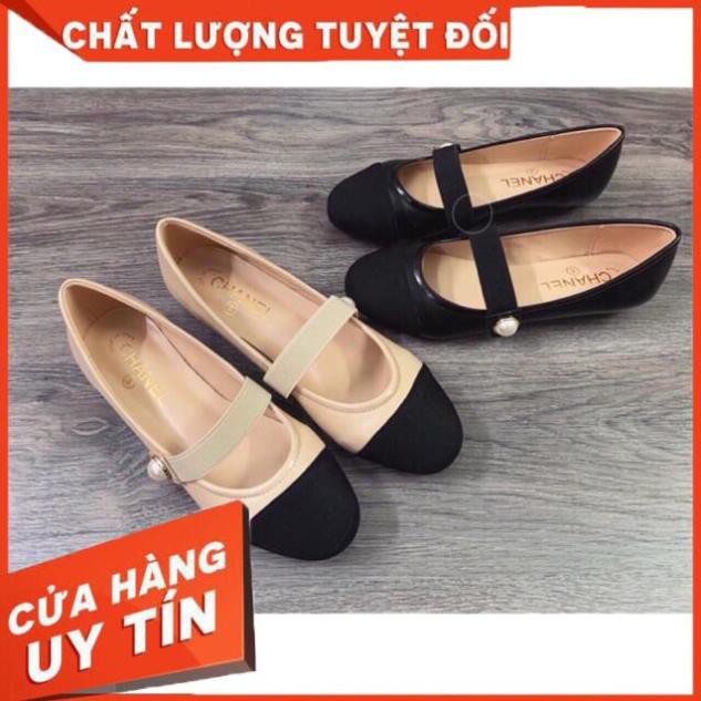 Giày Bệt Nữ Vá Mũi Quai Ngang Đính Ngọc Siêu Êm