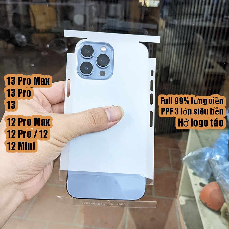 Miếng dán PPF full lưng viền cho Iphone 13 Pro Max, 12 Pro Max (đủ mã Iphone 13, 12)