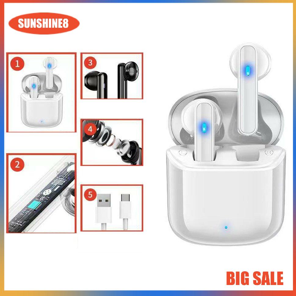 【SUN】Wireless Earbuds Compact Stereo Earphones Dual In Ear Touch Control Earbuds