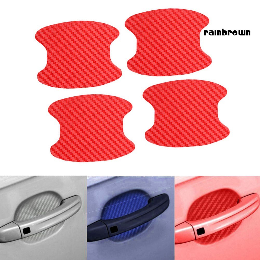 Bộ 4 Miếng Dán Bảo Vệ Tay Nắm Cửa Ô Tô Chất Liệu Sợi Carbon Và Pvc