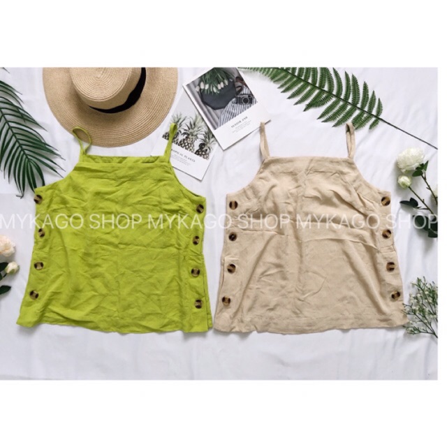 Áo linen phối nút MINE