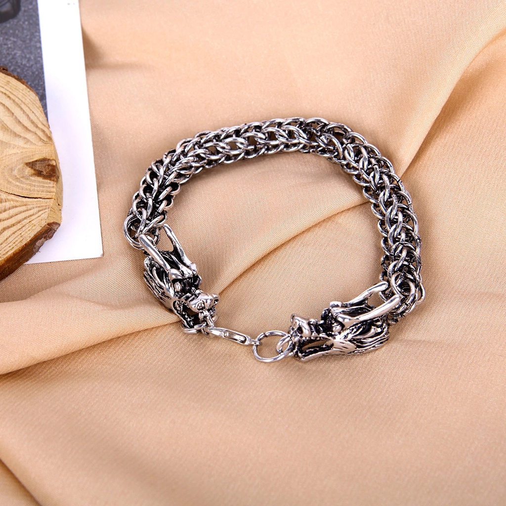 Vòng tay phối mặt hình rồng phong cách sành điệu cho nam