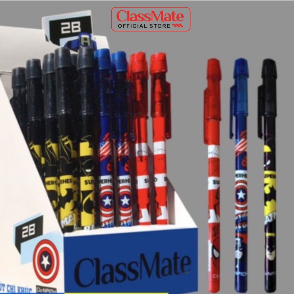 Bút Chì Khúc 2B Có Tẩy CLASSMATE - 1 Chiếc - Hình Siêu Nhân Dễ Thương, Nét Bút Mịn, Dùng Cho Bé Luyện Viết Chữ NP07-SK