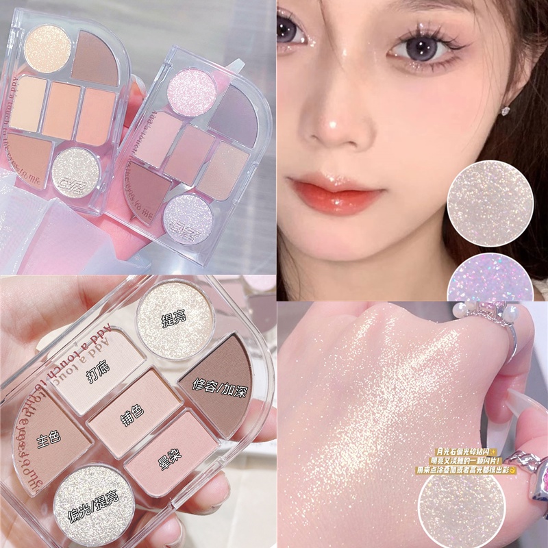 Bảng Phấn Mắt Lì CVZ 7 Màu Ánh Ngọc Trai Chống Thấm Nước Lâu Trôi