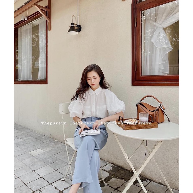 ÁO SƠ MI CỔ ĐỨC TAY BỒNG 2 LỚP