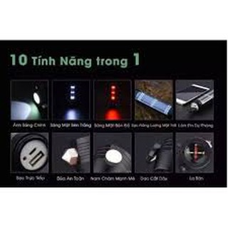 Đèn Pin 11 Chức Năng Solar Power Flashlight Siêu Sáng