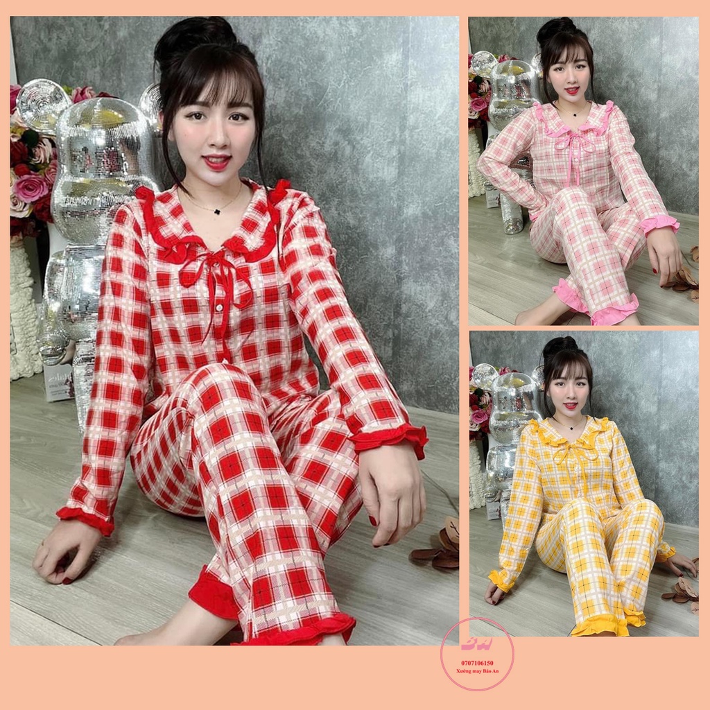 Đồ bộ mặc nhà nữ , chất lụa loại một mềm mịn, tay dài , quần dài