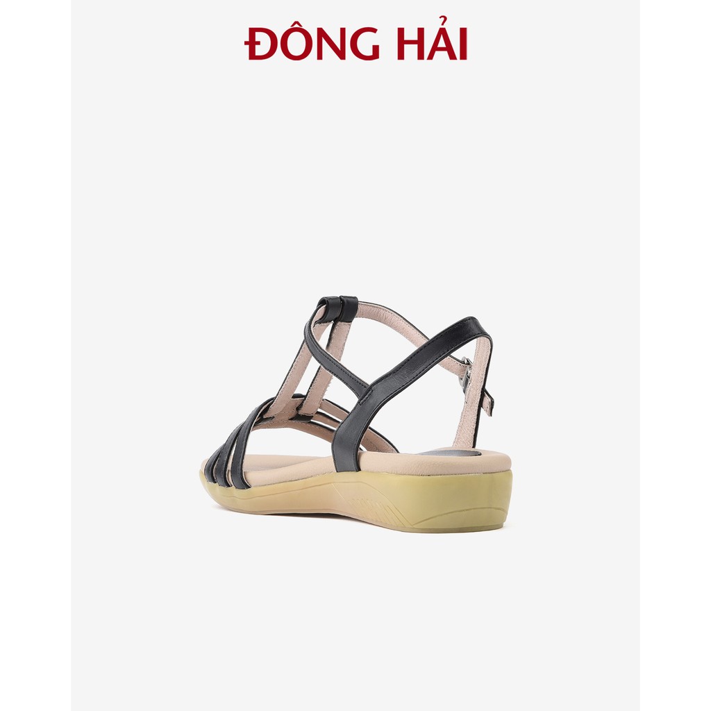 &quot;TẶNG 30K khi theo dõi gian hàng&quot; Sandal da bò nữ Đông Hải thiết kế quai ngang đế xuồng 3cm tôn dáng - S5375