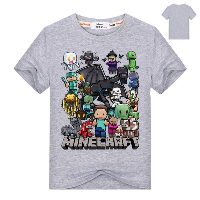 Áo cotton họa tiết minecraft thời trang hè xinh xắn