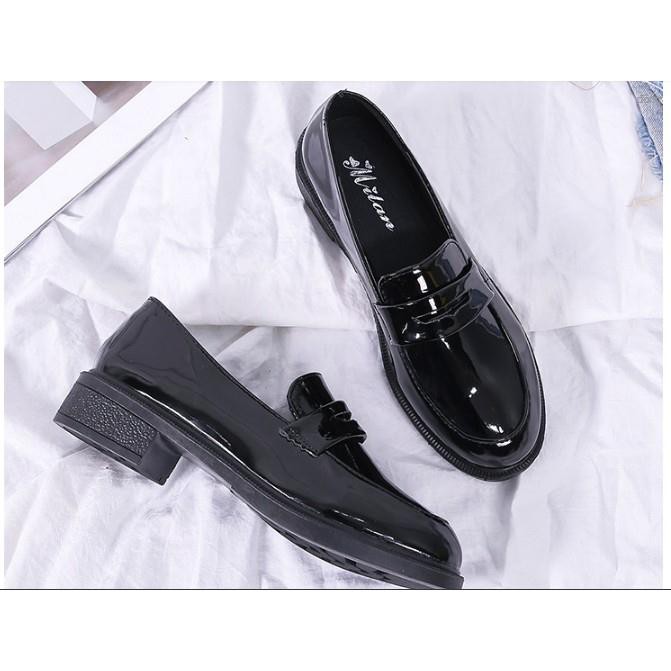 D123- giày oxford nữ trơn da bóng, giày tây nữ hàng Quảng Châu