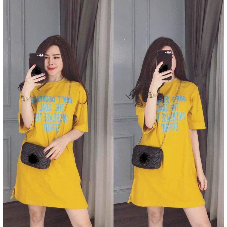 Đầm suông nữ form rộng dáng ngắn xẻ tà