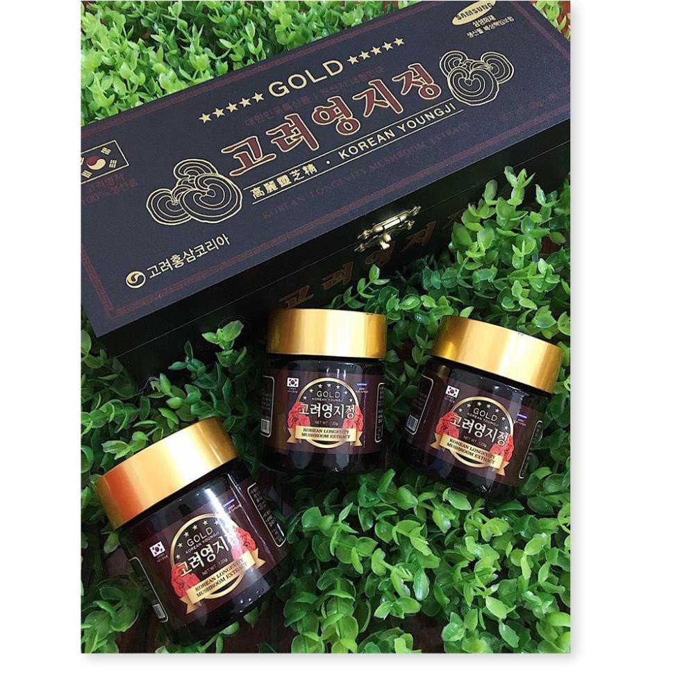 Cao Linh Chi Youngji Hàn Quốc hộp đen 3 lọ - 120g - 360g (Korean Longevity Mushroom Extract Gold)