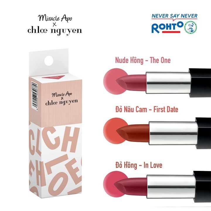 Son thỏi Miracle Apo x Chloe Nguyễn Holiday Collection Lipstick In Love 4g - Đỏ Hồng .