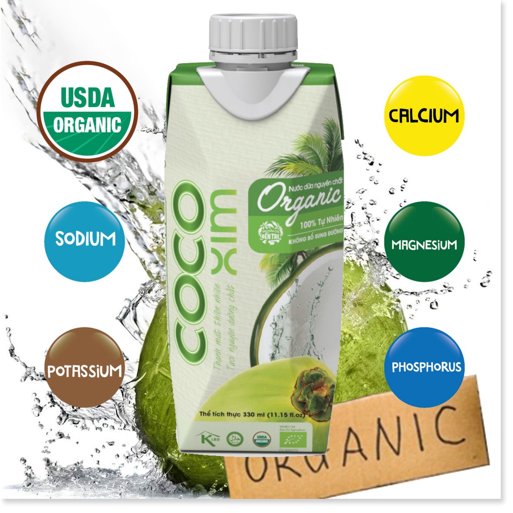 Nước dừa đóng hộp Organic 100% dừa tươi nguyên chất - Thương hiệu COCOXIM 330ml - YOOSOO MALL