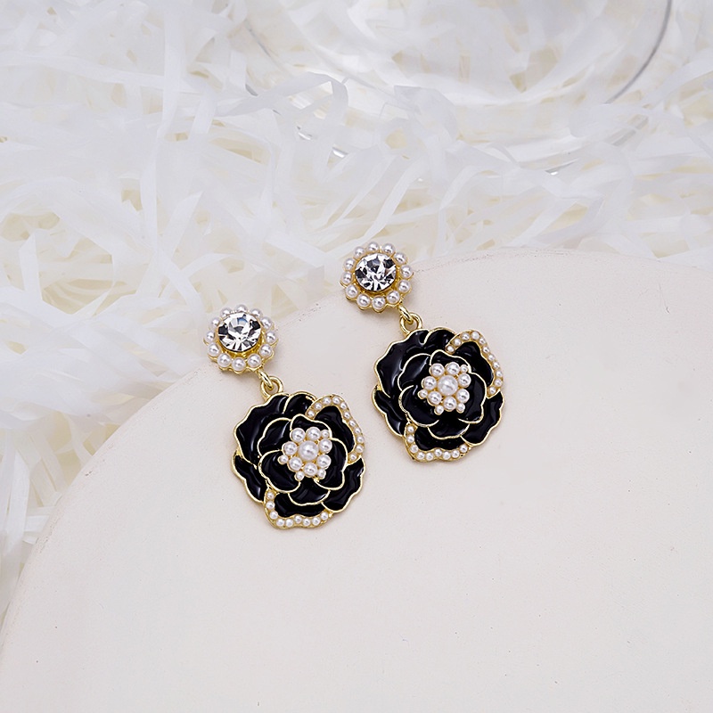 Bông Tai Bạc 925 Hình Hoa Trà Đính Ngọc Trai Phong Cách Retro Thời Trang Cho Nữ