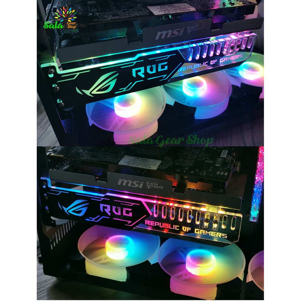 Đỡ Card VGA led RGB Khắc chữ ROG/ AORUS đồng bộ Led hub Coolmoon, dài 25cm