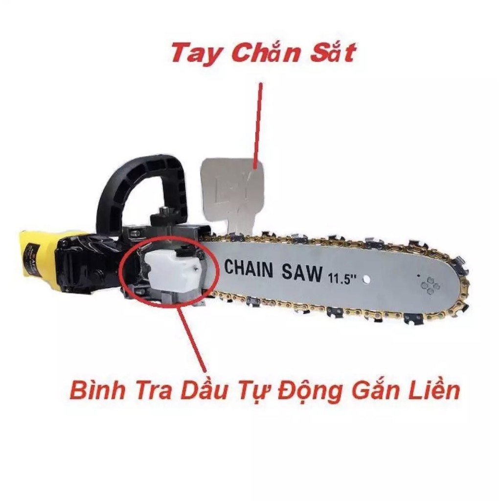 [LOẠI MỚI - BÌNH DẦU GẮN KÈM] Bộ chuyển đổi máy mài góc, máy cắt thành máy cưa xích (Chain Saw 11.5&quot; - 300mm) - Loại Xịn