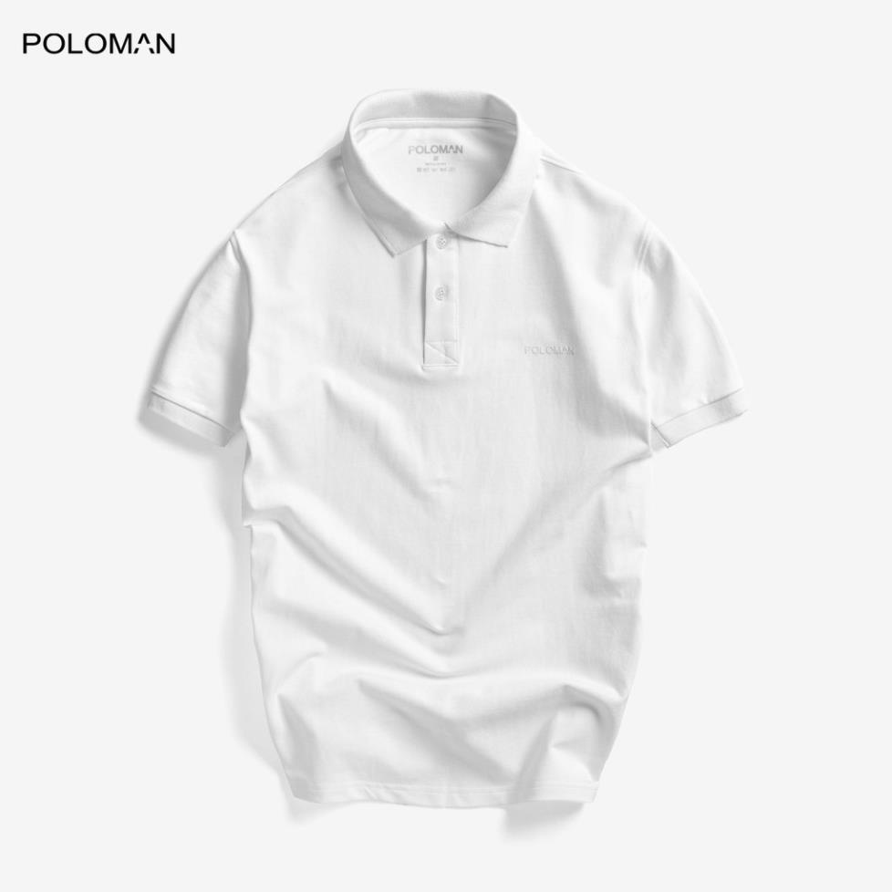Áo thun POLO nam cổ bẻ BASIC vải cá sấu Cotton xuất xịn, chuẩn đẹp, màu Trắng - POLOMAN *