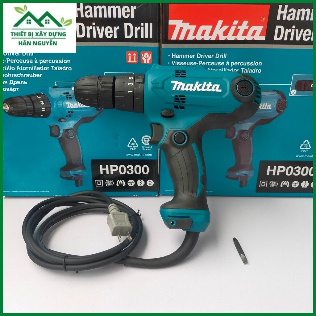 Máy khoan Makita HP0300 đầu tự động 10mm 3 chức năng,khoan điện,Tặng kèm 1 mũi vít 2 đầu