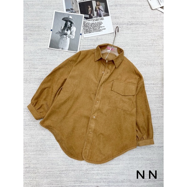 ÁO SƠ MI NHUNG TAY BỒNG FROM RỘNG MS21001