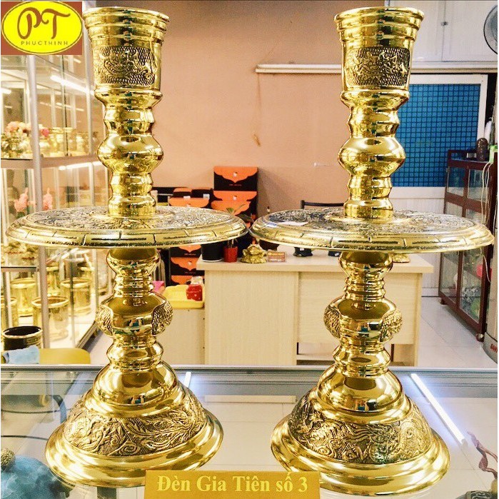 Đèn thờ cúng gia tiên bằng đồng - 23cm/27cm/31cm/37cm/41cm