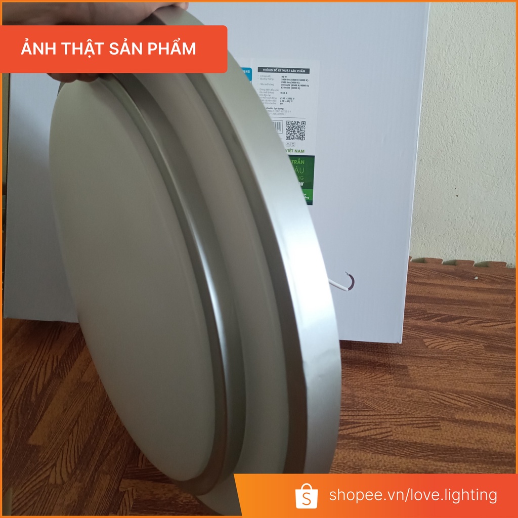 Đèn LED Ốp trần Tròn đổi màu 40W khổ lớn 48cm 2 tầng