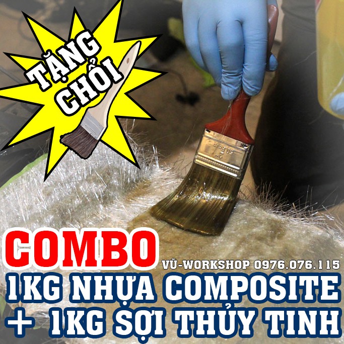 Combo Keo Polyester Resin (Nhựa Composite) Và Sợi Thủy Tinh Dùng Đúc Tượng, Làm Khuôn Mẫu, Dàn Nhựa, Độ Yên Xe, Cano.