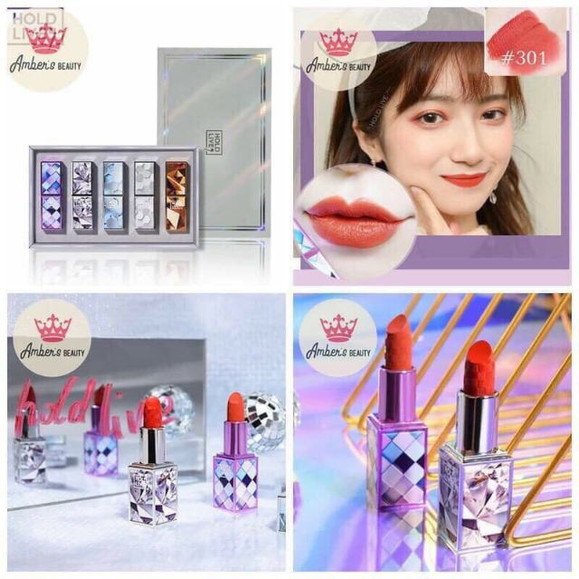 Set 5 son sáp Hold Live vỏ pha lê siêu đẹp | BigBuy360 - bigbuy360.vn