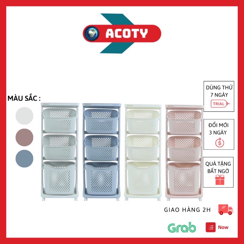 Kệ đựng đồ đa năng 3 tầng có bánh xe Việt Nhật