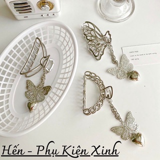 (Giá sỉ) Kẹp tóc càng cua hình bướm trái tim phồng 3D  bằng kim loại phong cách Hàn Quốc