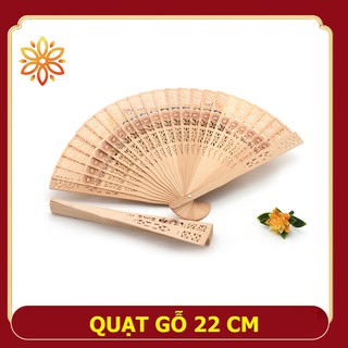 Quạt Gỗ 22cm Phong Thủy Liên Hoa