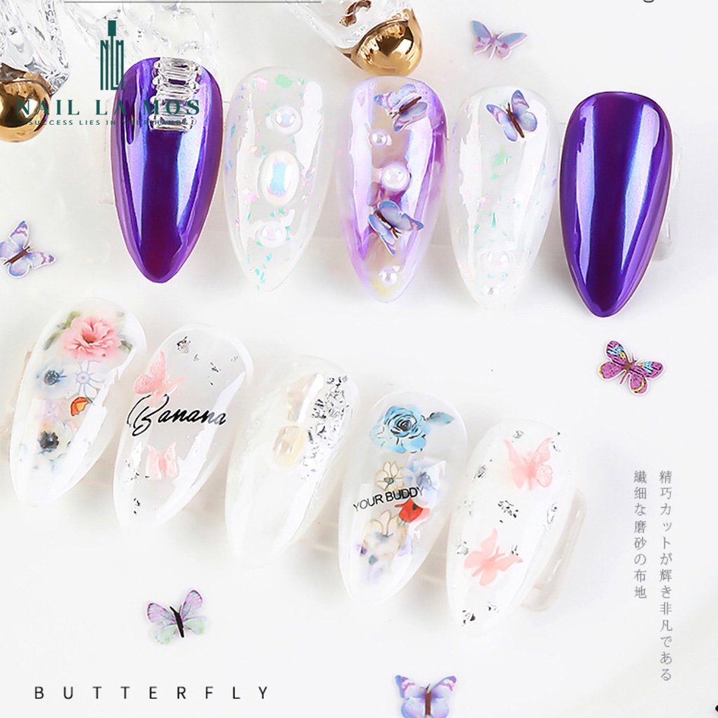 Bướm giấy nail 3D trang trí móng - phụ kiện bướm nail đắp ẩn gel phong cách Hàn Nhật