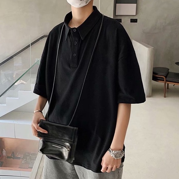 Áo Thun Polo Nam Tay Ngắn Dáng Rộng Màu Trơn Thời Trang Mùa Hè Phong Cách Hàn Quốc Cho simple áo thun có cổ unisex