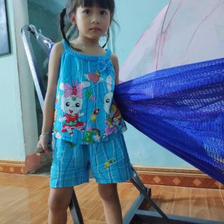 ĐỒ BỘ EM BÉ VẢI LANH HÌNH THỎ, BÉ GÁI 4 - 16 KÝ(Hình thật shop)