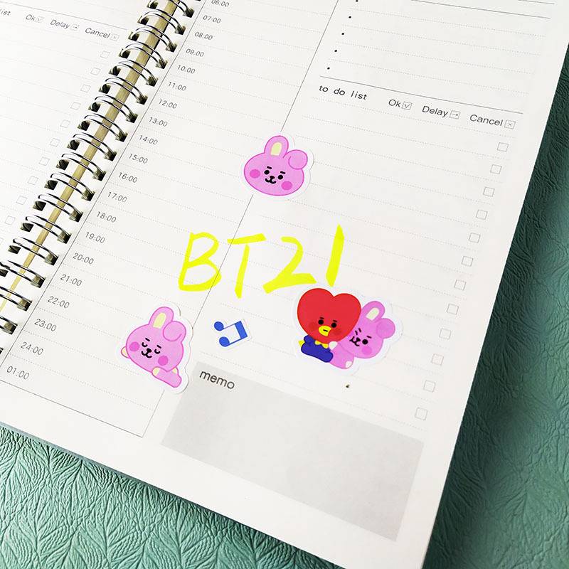 Miếng Sticker Dán Điện Thoại Sổ Tay Animal Xinh Xắn KPOP BTS BT21 Cute cartoon stickers waterproof pull rod boxes pegatinas for motorcycles and cars graffiti sticker CHIMMY COOKY KOYA MANG RJ SHOOKY TATA