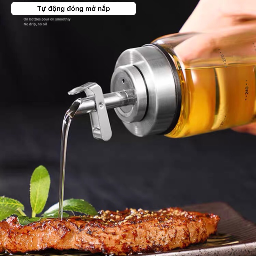 Chai lọ bình thủy tinh đựng dầu ăn nước măm thông minh tự động đóng mở nắp | BigBuy360 - bigbuy360.vn
