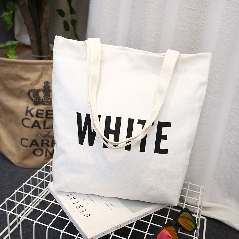 [Mã FASHIONT4WA2 giảm 10K đơn từ 50K] (SIÊU RẺ) TÚI VẢI TOTE BLACK WHITE SIZE TO ĐỰNG A4 TN77