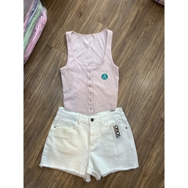 Áo crop top nút aero thun gân vải đẹp