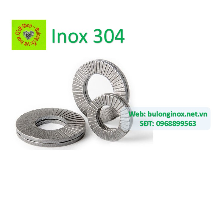 Long đen khoá inox, đệm khoá inox size M4- M24 inox