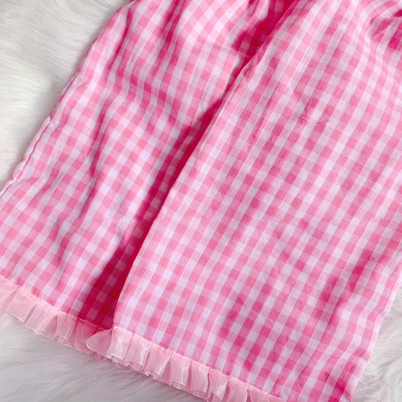 XIXI Tất Ống Chân Giữ Ấm Họa Tiết Caro Hồng Phối Ren Trái Tim Phong Cách Punk Lolita Cho Nữ