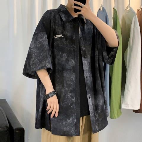 Áo khoác sơ mi ngắn tay dáng rộng size M-4XL phong cách retro cho nam