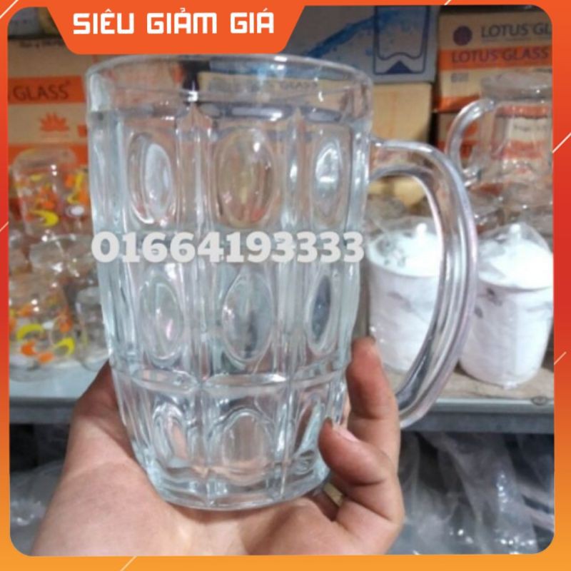 Cốc thủy tinh uống bia có quai 300ml Quai52