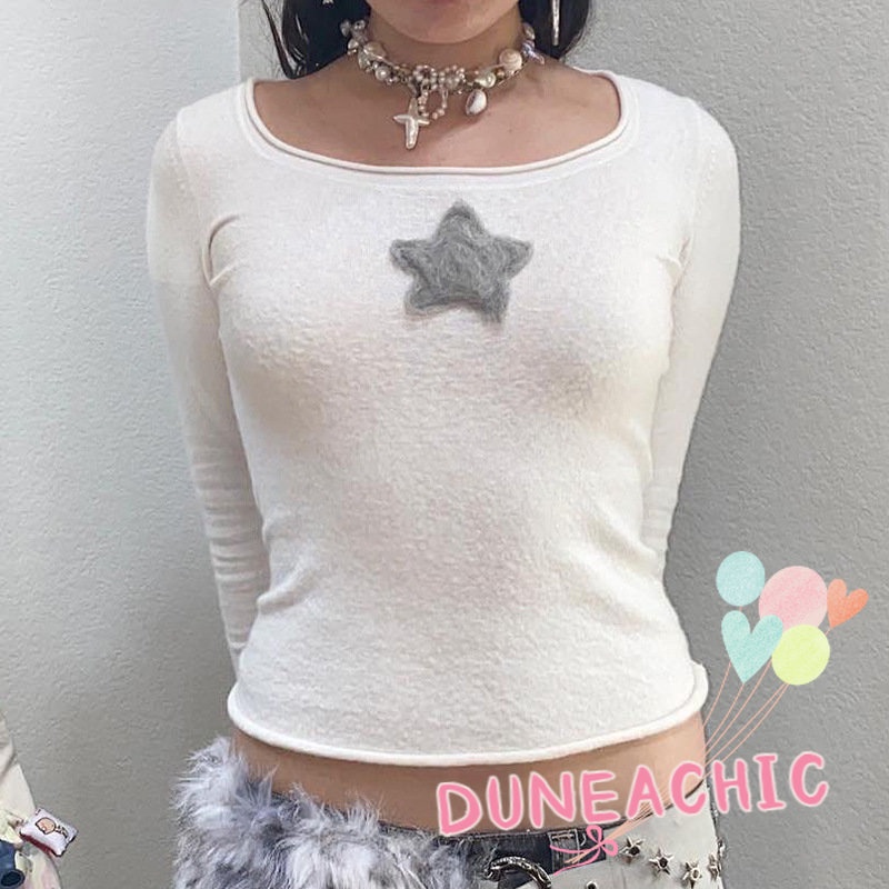 DUNEA Áo thun dài tay thiết kế giản dị thời trang dành cho nữ